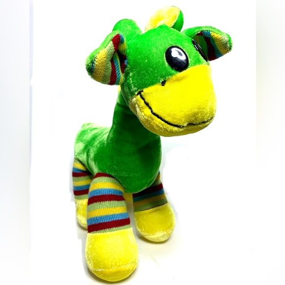 Cute Rare Plush Appeal Green Giraffe W/ Striped Legs/ Ears Plush Stuffed Animal - Picture 2 of 8